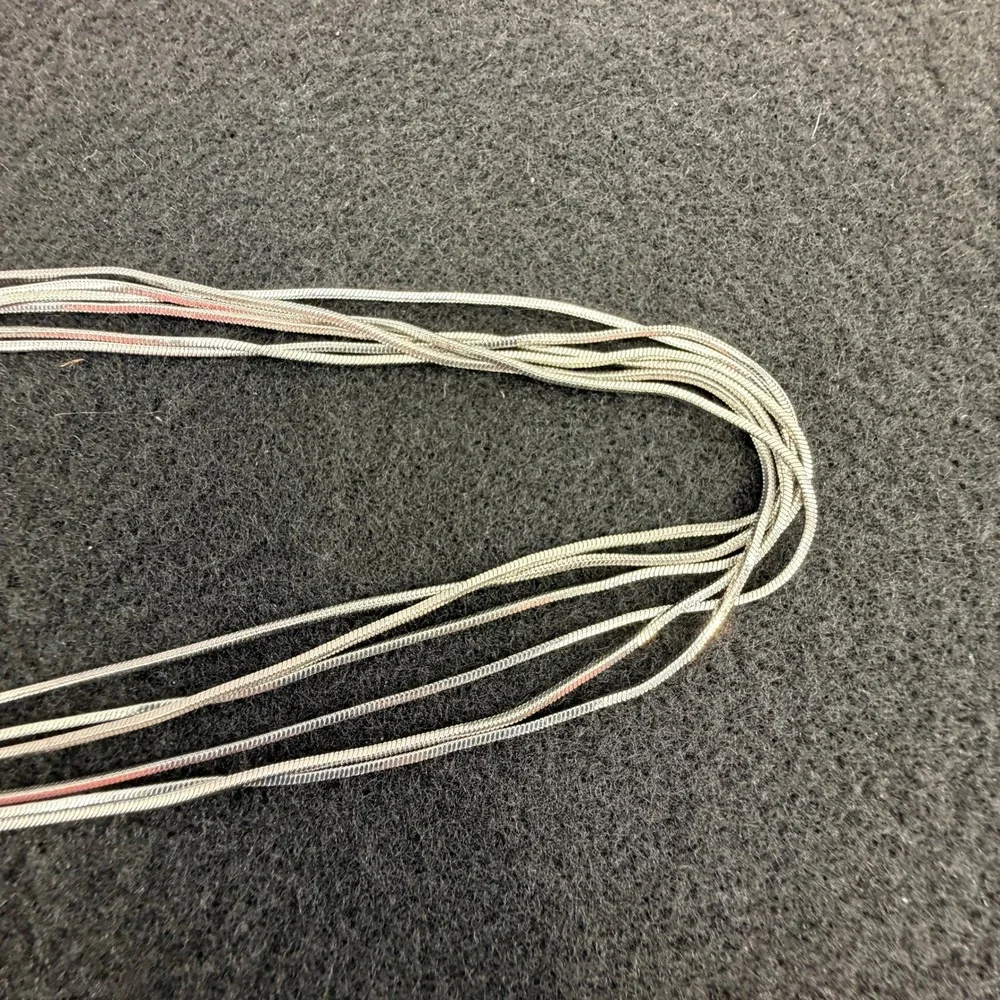 Liquid Silver Long 6 Strand Chain Layered Necklace‎ Silver Tone 17in Minimalist
